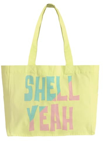 Ecoright - Borsa larga da donna, in tela, con cerniera, grande, con tasca, per yoga, lavoro, spiaggia, Seascape., Taglia unica