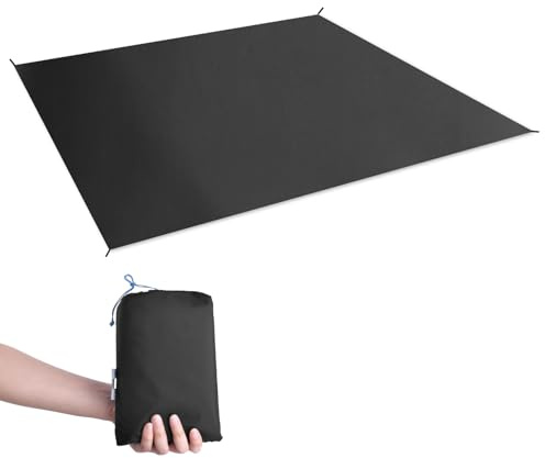 TRIWONDER wasserdichte Zeltunterlage Zeltplane, Tarp für Hängematte, Zeltteppich Vorzeltteppich für Ourdoor Camping Sandstrand (Schwarz, S)