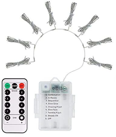 Hperu Luces para Paraguas de Patio Luces de Cuerda de Parasol luz inalámbrica con el Timbre de Control Remoto batería de la batería Cadena 104leds LED LED UMBRLA