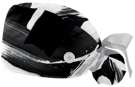 FQURFHY 2 empaqueté,Art Abstrait sur Toile de Peinture à l'huile ，Charlottes pour Femmes,Calot de Chirurgie pour Femmes doublé de Satin，Calots chirurgicaux,pour la Cuisine