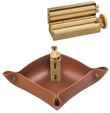 JGJUUZ Messing Zigarettenroller Za Wheel Joint Roller, Vintage Zigarettenroller, handgefertigte Zigarettendrehmaschine aus reinem Kupfer unterstützt 70mm Zigarettenpapier,Square,Set B