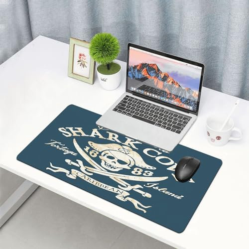 EYLOZS Großes Gaming-Mauspad mit genähten Kanten,mit rutschfeste Unterseite,Jolly Roger-Piraten – Vektorgrafik in 2 Benutzerdefinierten Farben,Cooles Schreibtischpad für Tastatur und Maus,40x90 cm