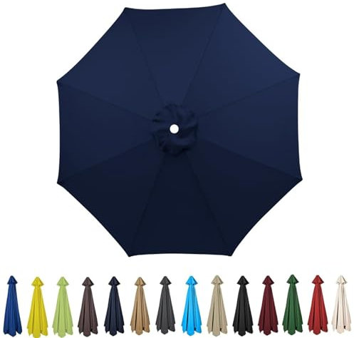 Auvent De Remplacement pour Parasol 2m/2.3m/2.7m/3.0m, 6 Baleines/8 Baleines, Rechange Toile De Parasol De Jardin, Toile De Rechange De Parasol (auvent Seulement) (3m/9.8ft (8ribs),Bleu Marine)