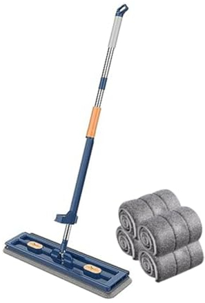 Casstad Trapeador manos libres de microfibra para limpieza del hogar, apto para madera dura, laminado, azulejos, 42 cm