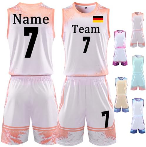 BROKANER Benutzerdefinierte Basketball Trikot & Shorts Trikotsatz für Kinder Erwachsene Personalisieren Shirt mit Namen Nummer Team Logo