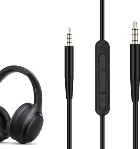 Replacement Audio Cable Compatible with Bose QC25 QC35 QC45 Headphones Jack Cord Wire 3.5mm to 2.5mm Aux Cable Compatible with JBL E45BT, Mobile Phone Computer, with In-line Mic & Volume Control