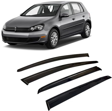 Rumplex Windabweiser Luftabweiser Regenabweiser Seitenfensterabweiser Kompatibel mit VW Golf 7 2013-2019 Autofenster Regenschutz Regenabweiser Anklebbare Deflektoren 4 Stück Externe Passform