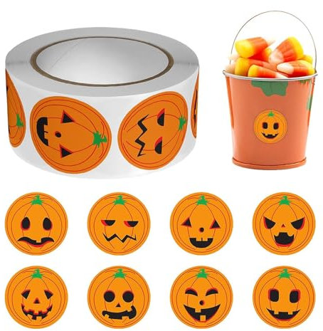 Mimoqk -Aufkleberrolle, Halloween-Aufkleberrolle - -Hexe-Schloss- -Zombie-Grusel-Aufkleberrollen | Halloween-Partygeschenke, langlebige selbstklebende Süßes oder Saures-Aufkleber für
