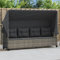 IKAYAA Gartensofa mit Sonnendach 3 Sitzer Rattan Sofa Garten Lounge Sofa Outdoor Gartenbank mit Dach Sitzbank Balkon Lounge Klein Balkonmöbel Rattansofa Couch Bank Balkon Möbel