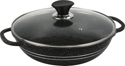 LAVV HOUSEWARES LTD Premium Diecast Karahi Non Stick Ceramic Induction Wok with Lid (28cm)