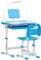 HOMCOM Kids Desk and Chair Set, Height Adjustable Study Desk with USB Lamp, Storage Drawer for Study, Blue and White
