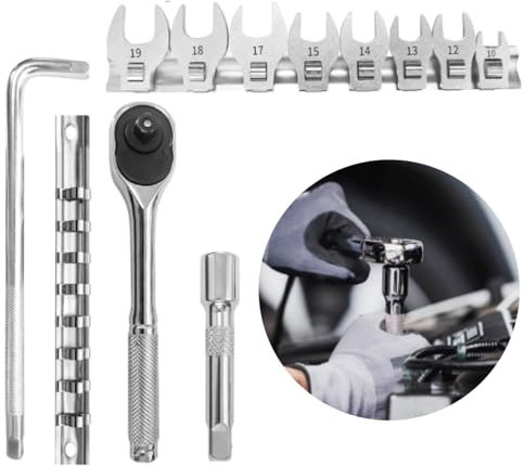 SZBYH Torque open-end wrench, crowfoot wrench, 1/2 inch square drive with extension rod, 1/2 inch - 3/8 inch adapter, for bicycle, motorcycle and car spark plug change