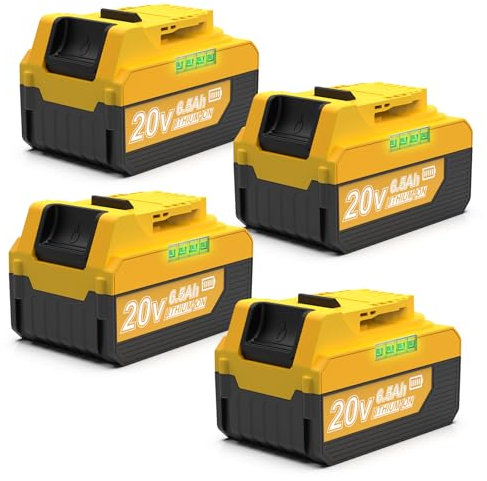 BECDXPal 4 Pack 6.5Ah DCB206 Battery Replacement for Dewalt 20V Max Battery Compatible with Dewalt 20V Battery DCB203 DCB204 for Dewalt 20 Volt Max Series Power Tools