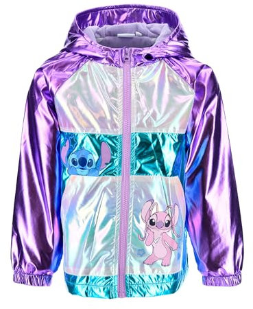 Disney Stitch Chaqueta para Niñas, Abrigo de Invierno Iridiscente Angel y Stitch Chaqueta con Capucha para Niñas, Talla 3 Años | Lila
