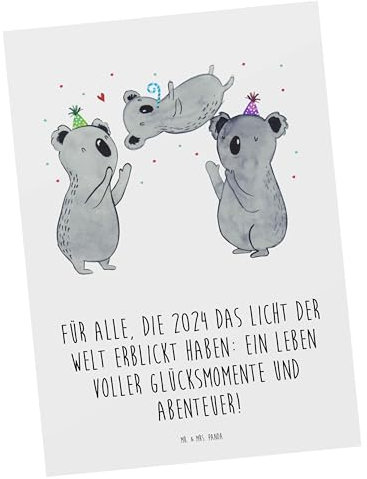 Mr. & Mrs. Panda Postkarte 2024 Geburtstag Glücksmomente - Geschenk, Geburtstagsgeschenk, Alter, Geburtstagsdeko, Jubiläum, Geburtsjahr, Postkarten, bildkarte, Ansichtskarte, Happy Birthday, Fotokarte
