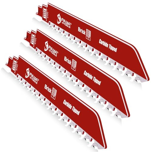 PAYA Hartmetallstahl Säbelsägeblätter Sägeblatt Für Ziegel, 228mm,2 TPI,3pc | Abbruchblätter mit extra großen Zähnen für Mauerwerk, Beton, Hohlziegel und Porenbeton, Nicht für Stein und Holz PY1506