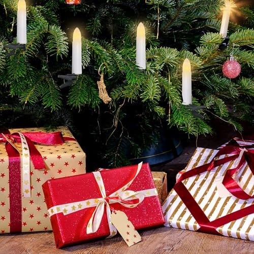 Spetebo LED Kerzen Lichterkette mit 30 Kerzen - 580 cm - Weihnachts Deko Beleuchtung für den Tannenbaum - Advent Weihnachten Kerzenlichterkette für den Weihnachtsbaum