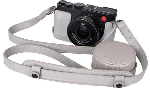 VOVMOEYA Kit de protection pour appareil photo Leica D-LUX8, pour Leica DLUX8 Demi-étui D-LUX 8 avec capuchon avant d'objectif et bandoulière, gris, étui pour appareil photo rétro