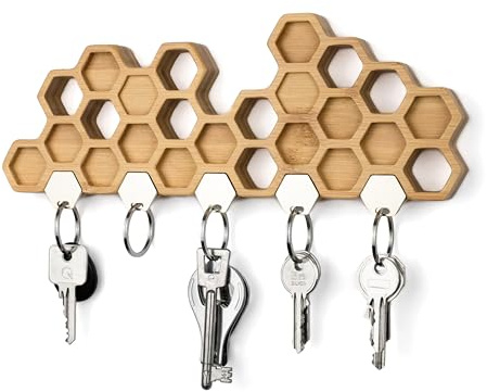 Sequoia Schlüsselbrett Wand magnetisch aus Bambus, Moderner Schlüsselhalter für Eingangsbereich und Flur, minimalistisches Design, hohe Tragkraft, einfache Montage