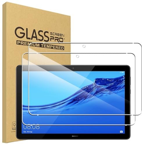 carinacoco 2 Pack Screen Protector for Huawei Mediapad T5 10 inch, 9H Toughness Premium Shatterproof Scratch-Resistant Anti-Fingerprint No-Bubble HD Ultra Clear Tempered Glass Screen Protector