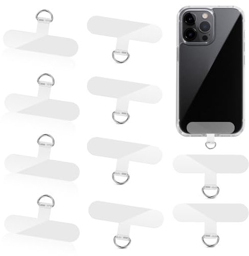KILDOWS Lot de 10 Patchs universels pour Cordon,transformez Votre Coque de téléphone en chaîne de téléphone,Patch pour Cordon de Téléphone Portable,Pour la plupart des smartphones, Transparent