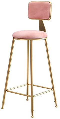 erkebspm Barhocker aus Metall, moderner Stuhl mit Rückenlehne, Sitz aus Samt, Stuhl mit goldenem Rahmen und leiser Rutschfester Polsterung, Barhocker für Küchenthekenrestaurant (Farbe: Rosa)