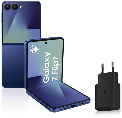 Samsung Galaxy Z Flip7, Smartphone Android 5G avec Galaxy AI, 512 Go, Chargeur Secteur Rapide 25W Inclus, Smartphone déverrouillé, Bleu Nuit, Version FR