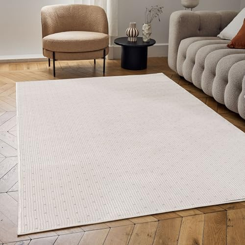 THE RUGS Carmel Modern Area Rug - Stain-Resistant, Non-Shedding, Durable Rugs for Living Room and Bedroom [ Dots Grey, 120x170 cm ]