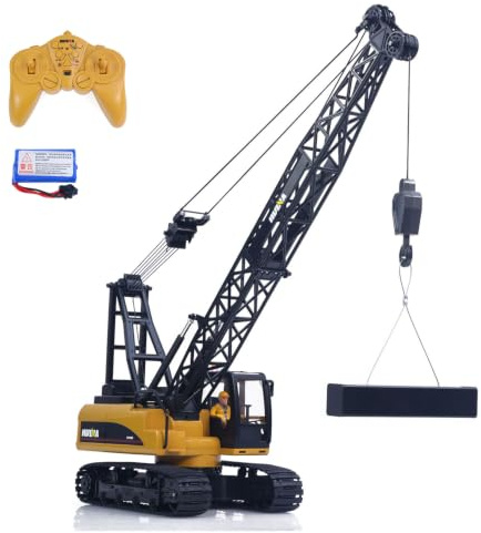HUINA 1/14 RC Baukran‑LKW, Modell mit 15‑Kanal‑Fernsteuerung | Stabiler Metallaufbau, 2,4‑GHz‑Technik, inkl. Akku, realistische Hub‑ und Drehfunktionen