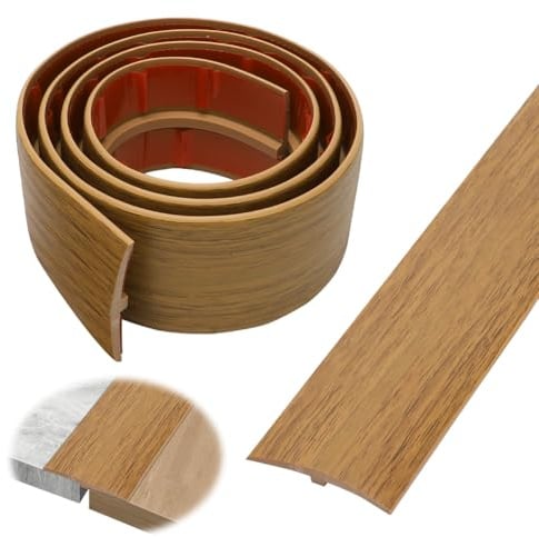 1M * 5CM Übergangsprofil Selbstklebend, PVC Türschwellen Leiste, T Profil Übergangsleiste Boden Höhenausgleich Abdeckleiste für Parkettböden Laminate Schwellen (Gelbes Yu-Holz)