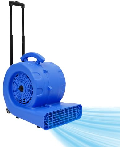 LKHDONG Air Mover Carpet Dryer 750 W Bodentrockner Blower Floor Fan 3 Geschwindigkeitsstufen, Teppich-Trockner Gebläse mit Einziehbarer Griff und Rad, Bodenventilator Timer-Funktion (Blau)