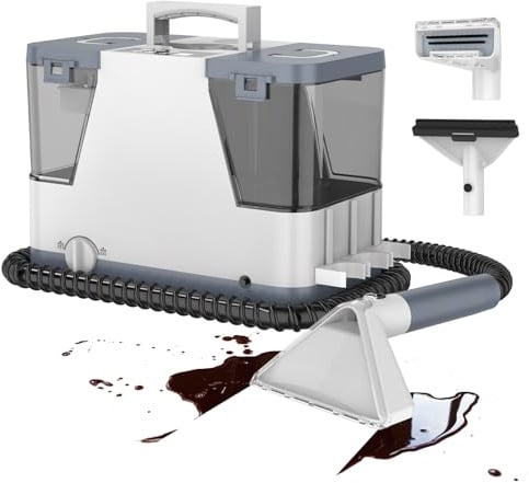 Aspiradora de Agua Tapicería - 2500W 20kPa Limpiador de Tapiceríascon Vapor Caliente,alfombras, moquetas para aspiradora y desmontador para colchón compacto y portátil