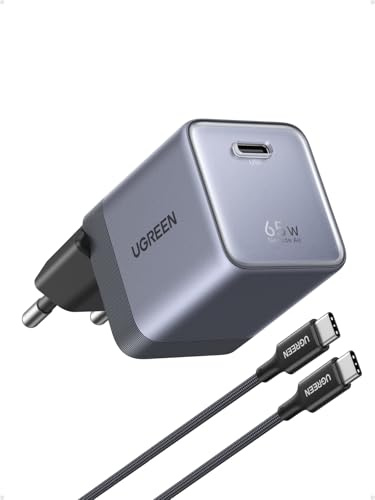 UGREEN Nexode Air USB C Ladegerät 65W Mini, superkompakter Netzteil | GaNInfinity Schnellladegerät, TÜV-zertifiziert, für MacBook Air/Neo/Pro, iPhone 17/16, iPad, Galaxy S26 Ultra(Grau)