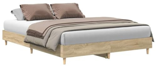 vidaXL Bettrahmen 2 pcs Sonoma 152 x 203 cm Holzwerkstoff, Moderner minimalistischer Bettgestell, langlebige Möbel, Schlichter Stil, Keine Boxspring nötig, stabiles Design