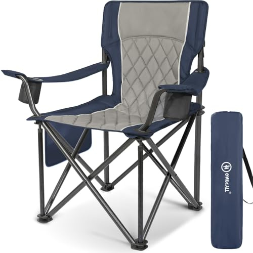 Homecall XXL Campingstuhl klappbar bis 360 kg, Hochlehner Klappstuhl,1 Blau | Ultragroßer robuster Klappstuhl für Outdoor, Garten, Balkon und Angeln, stabil & platzsparend zusammenklappbar
