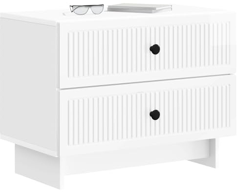 vidaXL Nachttisch Hochglanz Weiß 62 x 34,5 x 47,5 cm Holzwerkstoff, Geräumiger Nachttisch, Vintage rechteckiger Organizer, kompakte Schlafzimmermöbel, Elegante Tischdeko