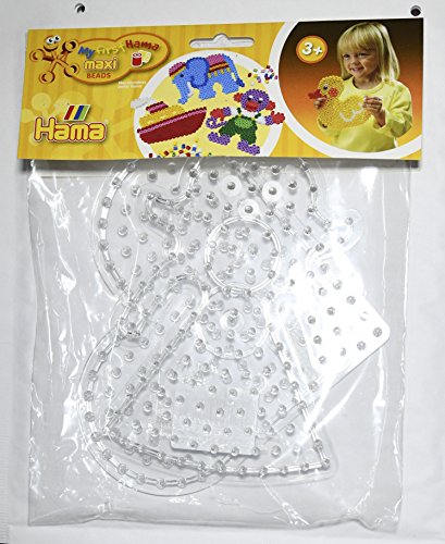 Hama MAXI Perlen - Beutel mit Stiftplatte 8206 Herz und 8223 Prinzessin + 25 HPT Maxi Leuchtperlen in 6 Farben (Glow in the Dark)