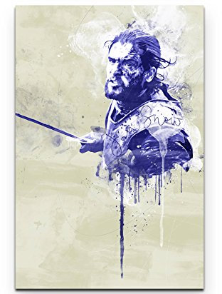 Paul Sinus Art Jon Snow GoT 90x60cm Splash Art Wandbild auf Leinwand blau