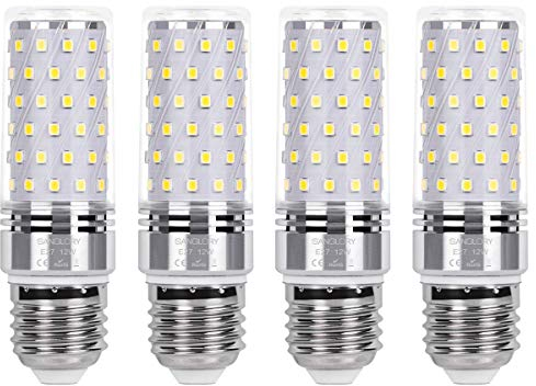 SanGlory E27 LED Mais Glühbirnen 12W, entspricht 100W Glühlampe Nicht dimmbar 6000K Kaltweiß E27 Maiskolben, 1350Lm Energiesparlampe Kleine Edison-Schraube Kerze Leuchtmittel (4er-Pack)