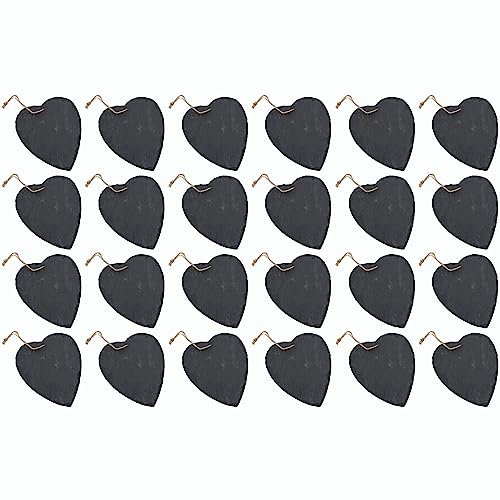 Schieferherz zum Aufhängen mit Juteband Schiefertafel Dekoration Wandeko (24, 10 cm Herz)