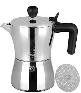 KASANOVA Caffettiera K Line con adattatore - da 3 tazze, design Luca Traz
