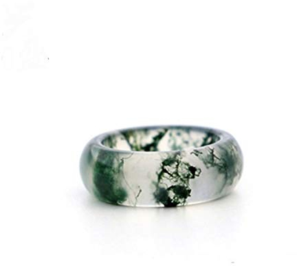 yigedan Ring aus natürlichem Wassergras, Achat, Moosachat, Chalcedon, Naturstein, echter Jade-Schmuck