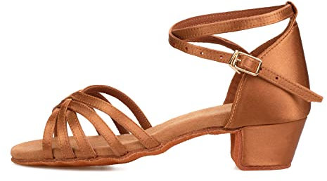 Donna Bambina Scarpe da Ballo Latino/Ballo da Sala/Ballo Liscio Danza Moderna Scarpe da Raso Marrone 35