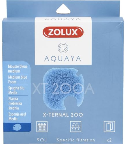 Zolux - Filtre pour Pompe x-ternal 200, Filtre XT 200 A Mousse Bleue Medium x2. pour Aquarium. - ZO-330242