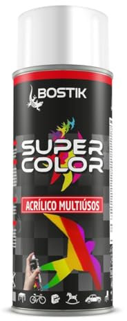 Bostik Super Pintura en Spray Acrílica para Uso Profesional y Doméstico, Multiusos, Secado Rápido, Acabado Brillante, Interior y Exterior, Blanco Electrodom, 400 ml (el embalaje puede variar)