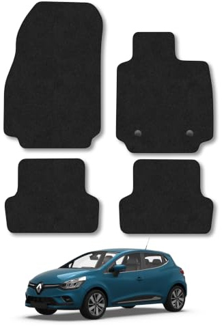 Renault Clio (2012-2019) Carpet Car Mats | Black Edge Trim Tailored Fit Floor Mats Full Coverage Protection Accessories Easy Clean Anti Slip Made in the UK