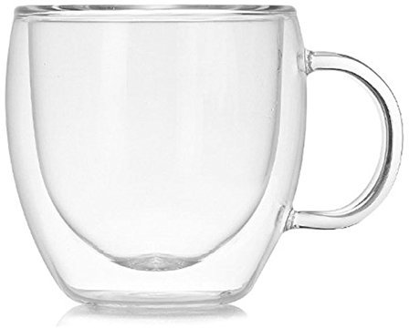 RTWAY Lot de 2 tasses à expresso isothermes à double paroi (150 ml) avec poignée - Tasses à café transparentes - Pour latte, thé, latte