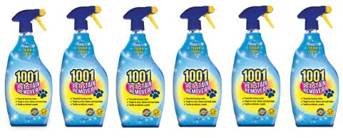 1001 Pet Stain and Odour Remover, Tough On Stubborn Stains, Gentle On Rugs, Upholstery and Carpets, Pack of 6, 500 ml