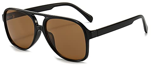 Long Keeper Vintage Sonnenbrille Polarisiert für Herren Damen 70er Retro Pilotenbrille Groß Classic Piloten Sonnenbrille mit UV400 Schutz