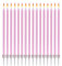 16 Candele di Compleanno Lungo Sottile con Supporti - Dimensioni 12 cm x 0,5 cm - Colore Rosa